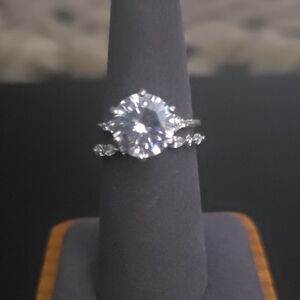 Allure Silver Ring with Clear Gemstone Bridal set